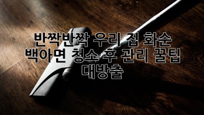 ✨ 반짝반짝 우리 집, 화순 백아면 청소 후 관리 꿀팁 대방출! 🏡